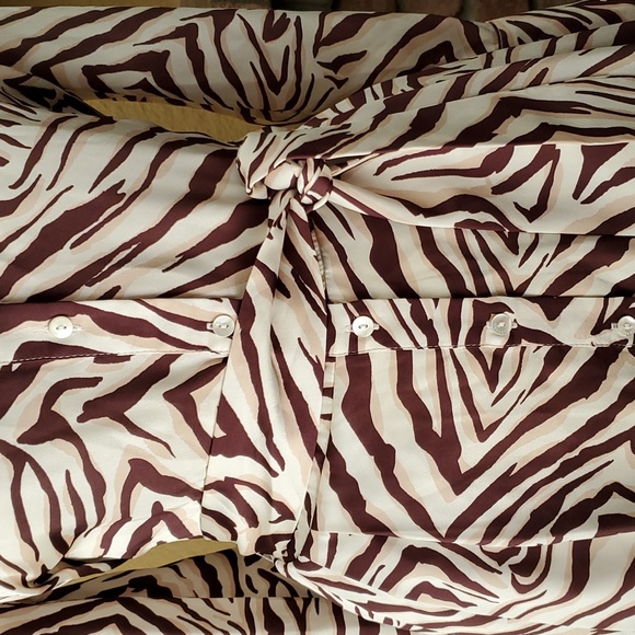 🆕️ Julie Brown Rizzo Animal Print Long Sleeve Button Down Dress SIZE: 4 - Picture 3 of 16